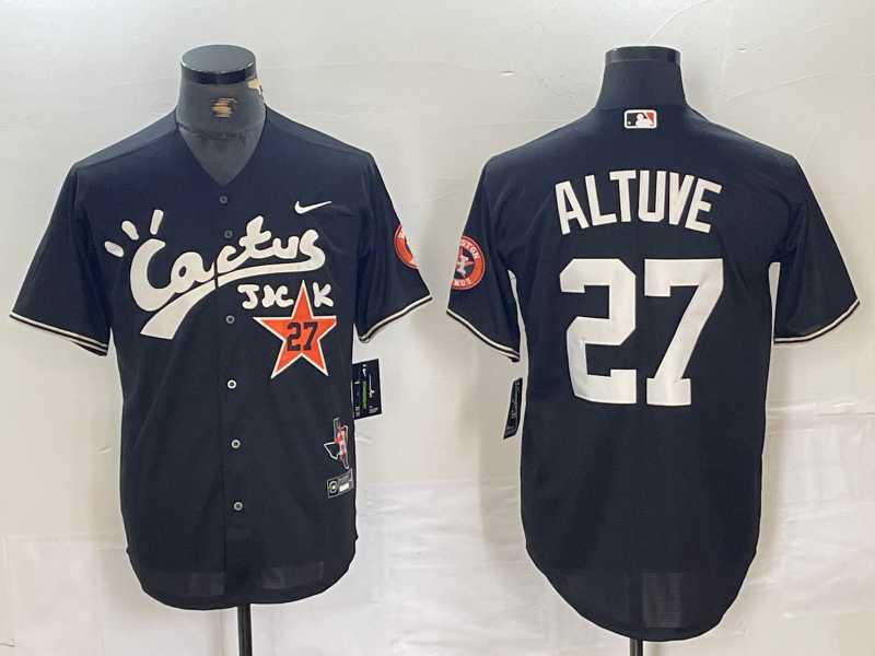 Men%27s Houston Astros #27 Jose Altuve Black Cactus Jack Cool Base Jersey->houston astros->MLB Jersey